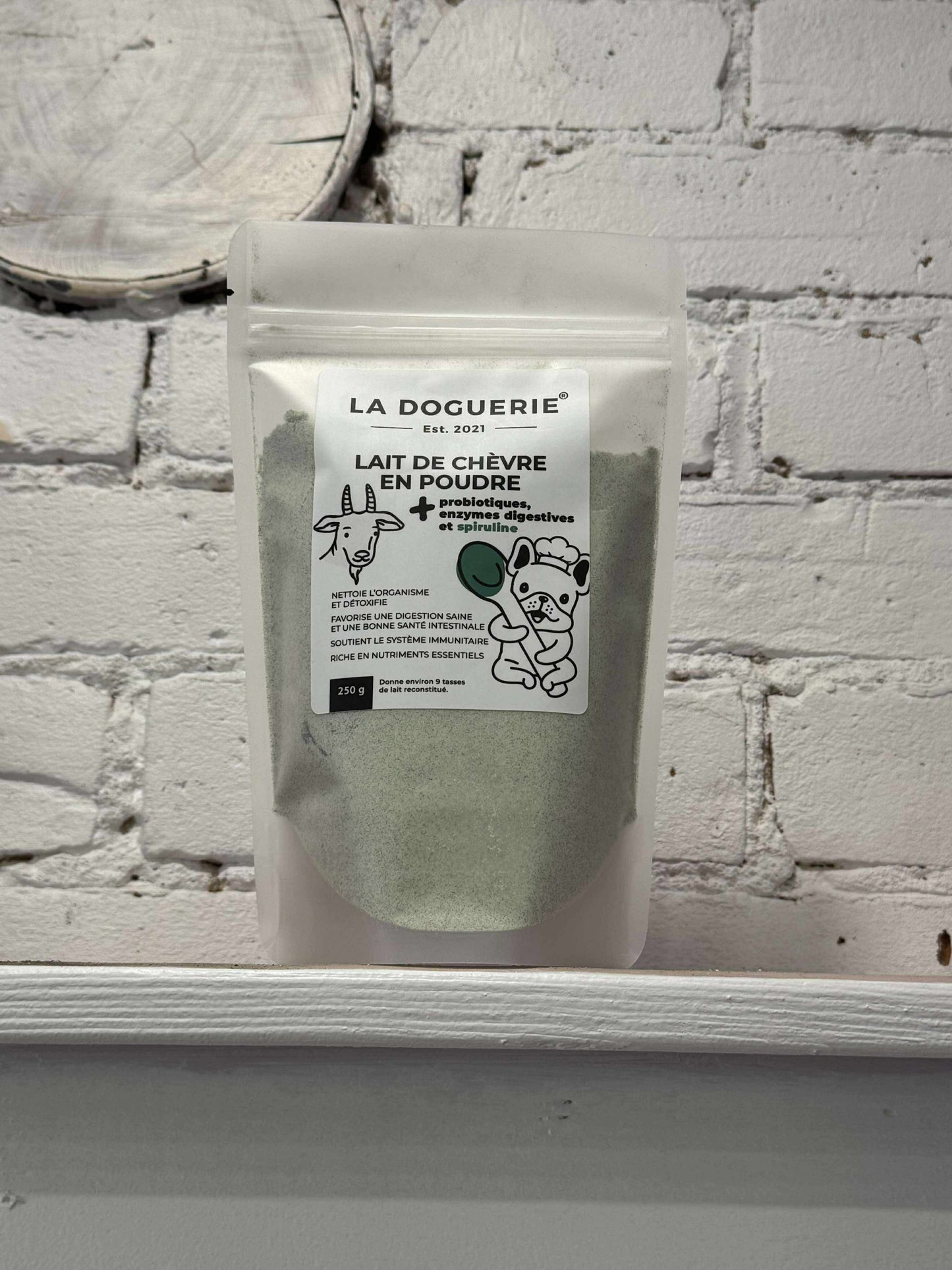 Lait de chèvre en poudre avec probiotiques & enzymes digestives + spiruline - La doguerie ®