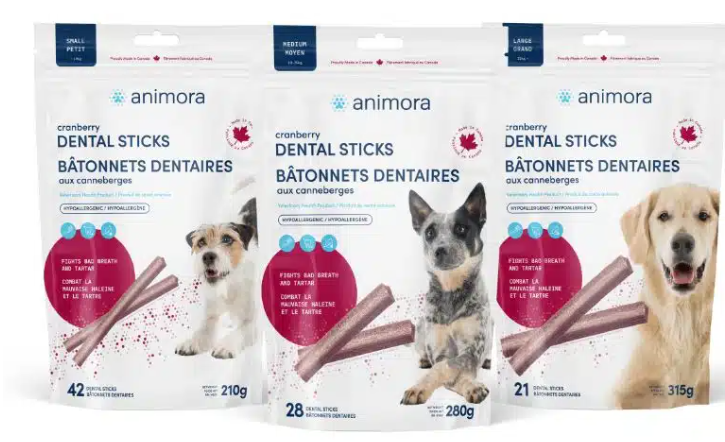 Bâtonnets dentaires aux canneberges Animora (plusieurs grandeurs)