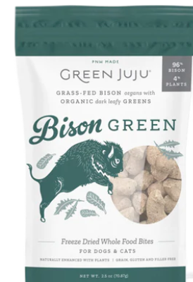 Gâteries lyophilisées bison et légumes verts