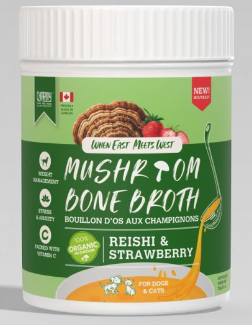 Bouillon de boeuf , fraise et reishi bio