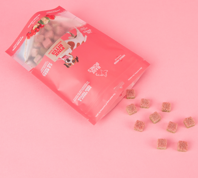 Gâterie lyophilisée bouchées roses