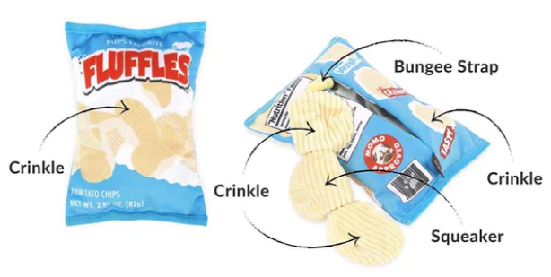 Peluche interactive sac de croustilles