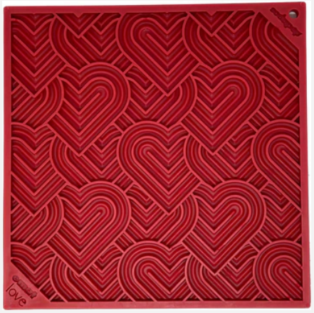 Tapis d'alimentation interactif cœurs rouge - SodaPup