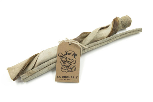 Duo bâton et twist de bœuf avec fourrure 10-12 po -La doguerie ®