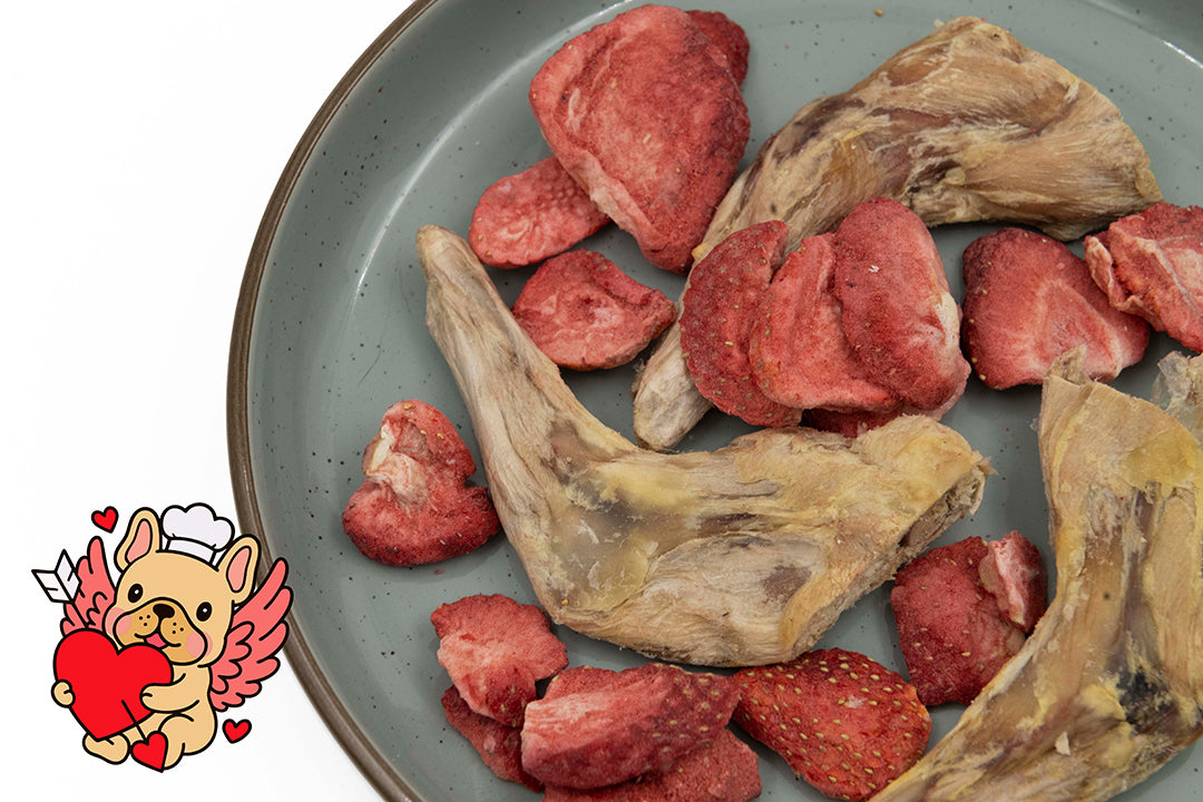 Épaule de lapin et fraises lyophilisées - La doguerie ® -Saint-Valentin