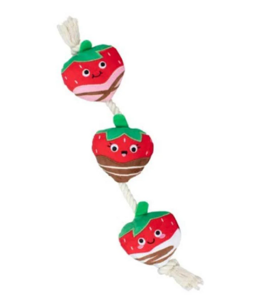 Peluche corde et fraises - Saint-Valentin