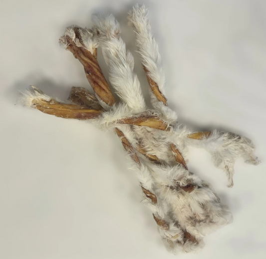 Torsade de peau de lapin déshydratée avec fourrure