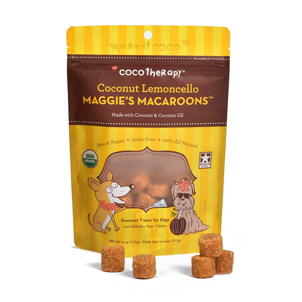 Gâteries tendres biologiques macarons noix de coco et citron Cocotherapy