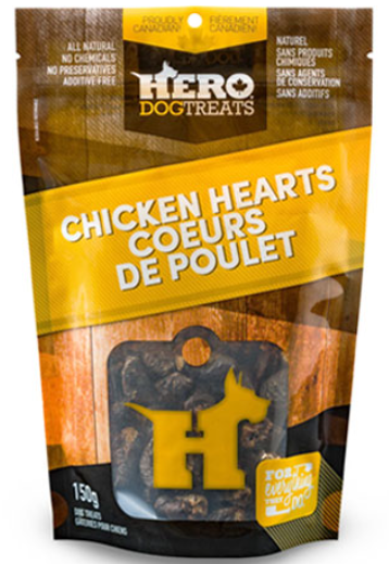 Gâteries cœurs de poulet déshydratés Hero dog treats