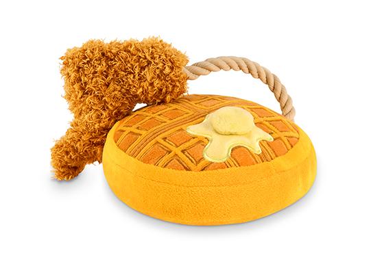Peluche interactive gaufre et poulet frit