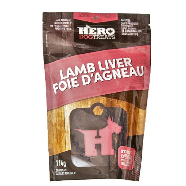 Gâteries foie d'agneau déshydraté Hero dog treats